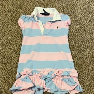 Ralph Lauren Pink and Blue Striped Polo Dress